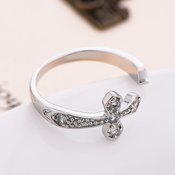 Anillo de Compromiso Oro Blanco para Mujer - Diseño Coreano Elegante
