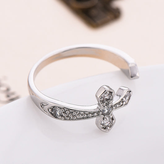 Anillo de Compromiso Oro Blanco para Mujer - Diseño Coreano Elegante - Image 2