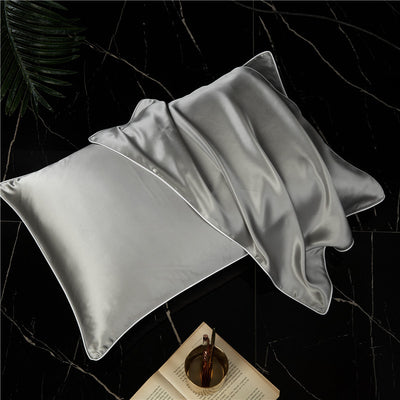 Funda de Almohada de Seda Satinada Liso de Un Lado - Image 18