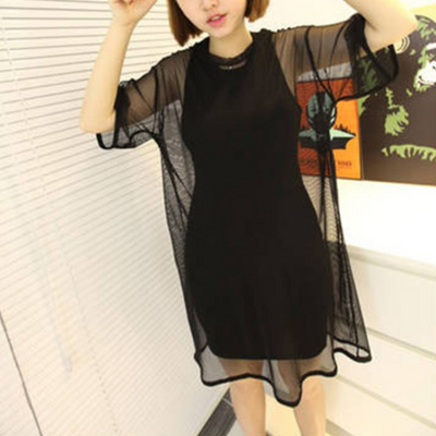 Blusa Semitransparente de Malla Manga Corta - Image 6