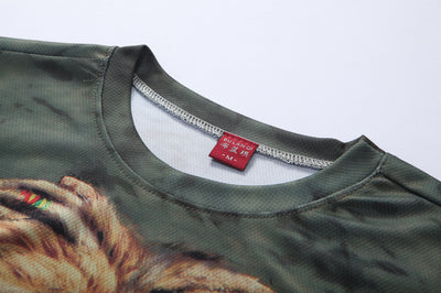 Camiseta Estampada 3D León Moda Europea Verano Hombre - Image 4
