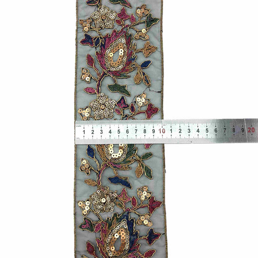 Cinta Decorativa Étnica con Lentejuelas, Encaje y Bordado Dorado - Image 7