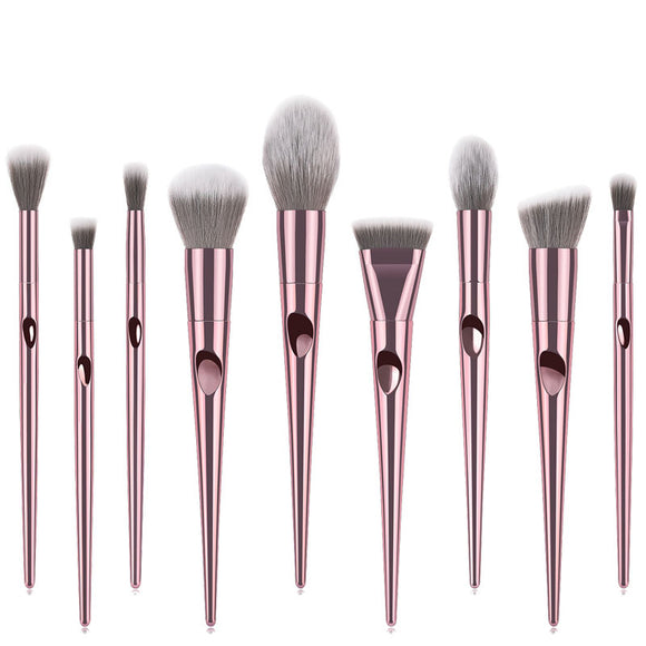 Set de 10 Brochas de Maquillaje con Mango Largo