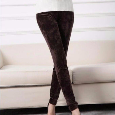Leggings de Terciopelo Dorado Cintura Alta Súper Elásticos para Mujer