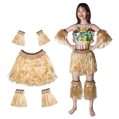 Traje Hawaiano Falda de Paja para Fiestas Tropicales