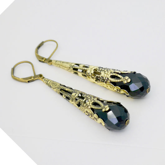 Aretes Largos de Cristal Vintage Lujo con Diseño Floral - Image 6