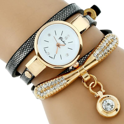 Reloj Pulsera Mujer Lujo Gnova Platinum con Brillantes y Correa PU Dorada - Image 3