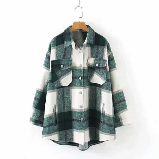 Chaqueta Tweed Cuadros para Mujer con Bolsillos y Botones - Image 2