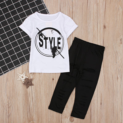 Conjunto de dos piezas para niña: blusa manga corta y pantalón largo - Image 7