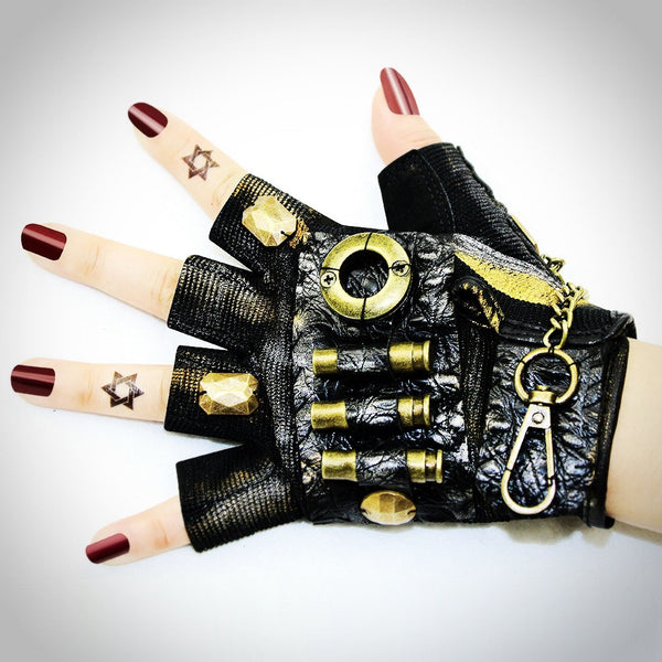 Guantes Steampunk de Medio Dedo para Motocicleta