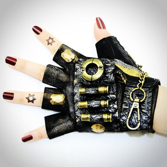 Guantes Steampunk de Medio Dedo para Motocicleta