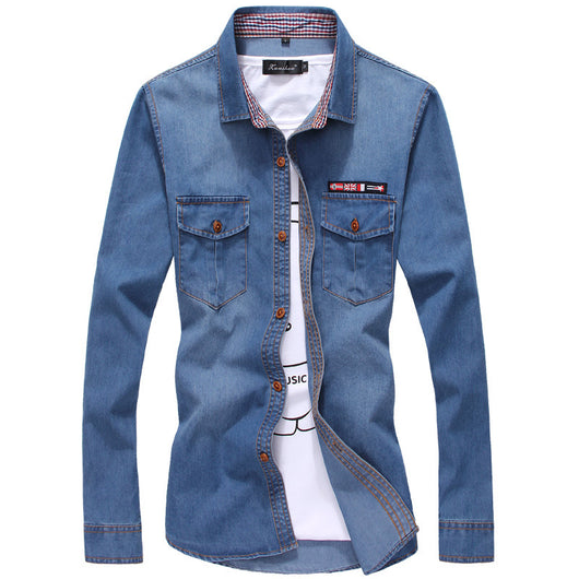 Camisa Denim Tricolor Juvenil Talla Grande para Hombre - Image 13