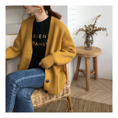 Cardigan de Punto Suelto Estilo Lazy para Otoño e Invierno - Image 13