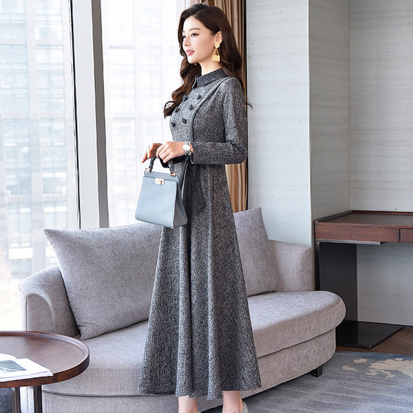 Vestido Largo Elegante con Manga Larga - Diseño Versátil y Moderno