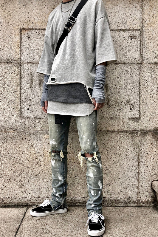 Jeans para Hombre con Diseño Splash y Desgarre Artístico - Image 4