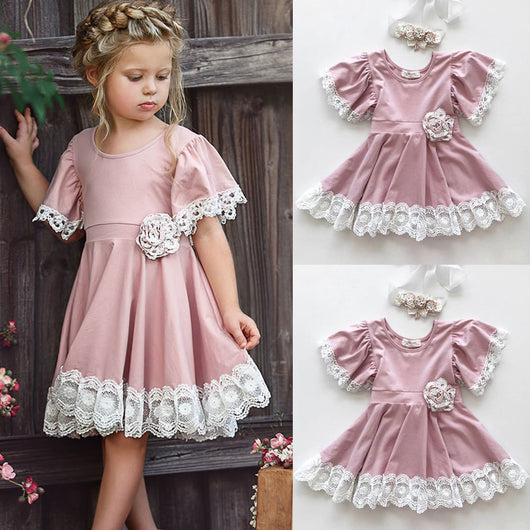 Vestido de Encaje Rosa Princesa