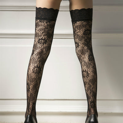Medias Largas de Encaje Jacquard Caladas - Calcetines de Muslo para Verano - Image 9