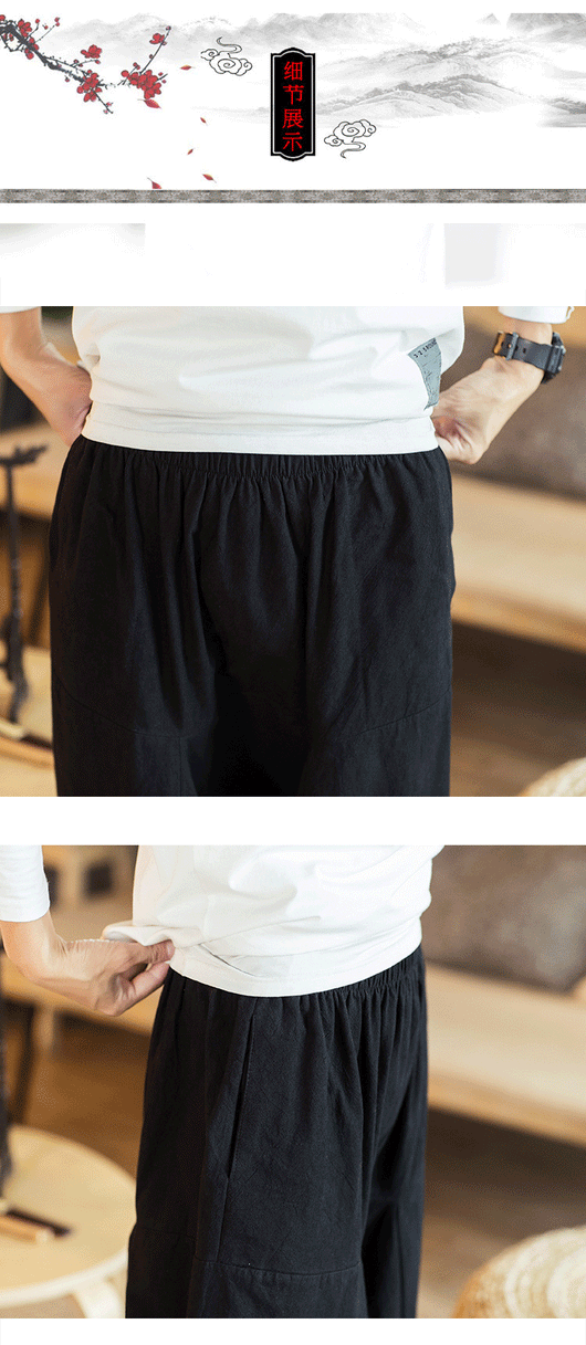 Pantalones de Lino Holgados Retro para Hombre Talla Grande - Image 11