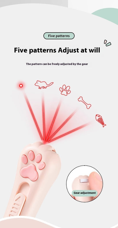 Pink cat paw pen light toy with red laser, UV light for urine detection, and white LED illumination, featuring a keychain. - Image 15
