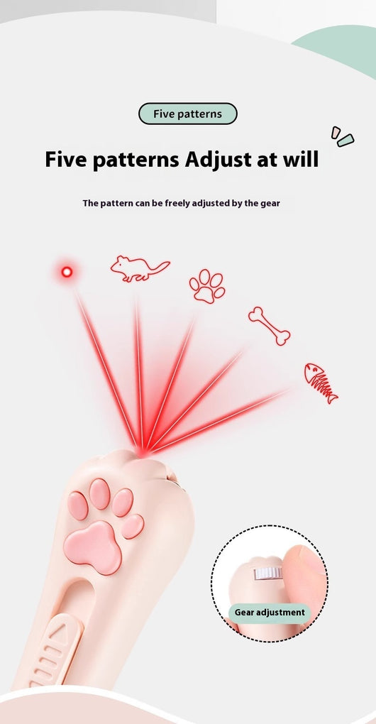 Pink cat paw pen light toy with red laser, UV light for urine detection, and white LED illumination, featuring a keychain. - Image 15