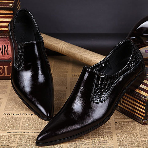 Zapatos Oxford Puntiagudos de Cuero Brillante - Estilo Británico Moderno para Hombre