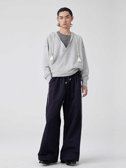 Pantalones Anchos de Talle Alto con Pliegues en Nylon - Image 5