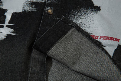 Chamarra Denim Estampado Abstracto Oscuro - Image 9