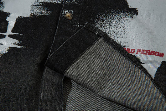 Chamarra Denim Estampado Abstracto Oscuro - Image 9
