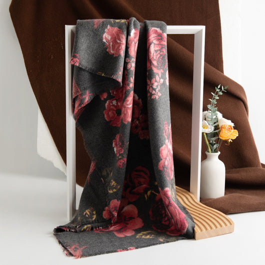 Pashmina Estampado Floral Rosa con Borlas - Bufanda Térmica Abrigadora - Image 8