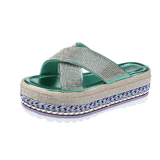 Pantuflas Plataforma Impermeables con Strass y Tejido Cruzado para Mujer - Image 2
