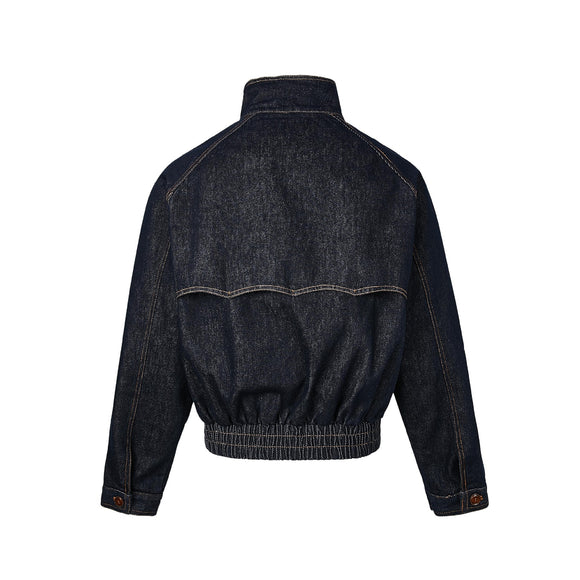 Chaqueta Denim Azul Profundo con Cierre para Hombre - Primavera Verano