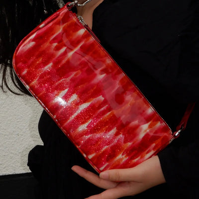Bolso Bandolera Rojo Charol Estilo Baguette - Image 7