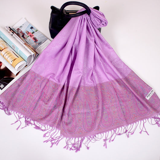 Foulard Étnico de Cachemira Dual-uso con Jacquard y Borlas - Image 11