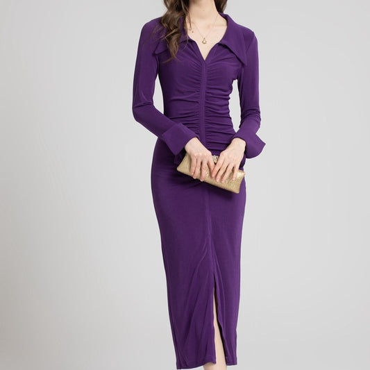 Vestido Liso con Cierre en Cintura y Dobladillo Casual