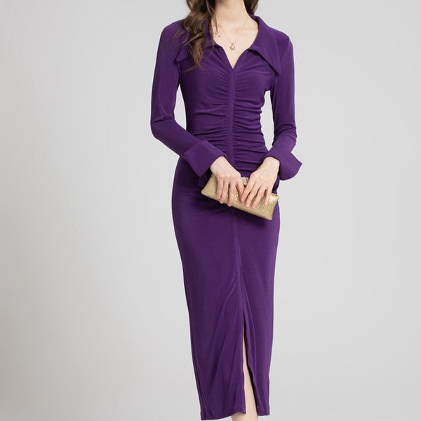 Vestido Liso con Cierre en Cintura y Dobladillo Casual