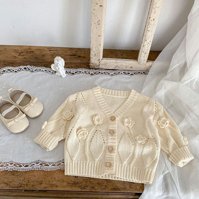 Cardigan Infantil Tejido a Mano con Flores - Image 15