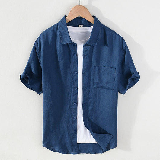 Camisa de Lino Puro para Hombre - Manga Corta Verano - Image 15