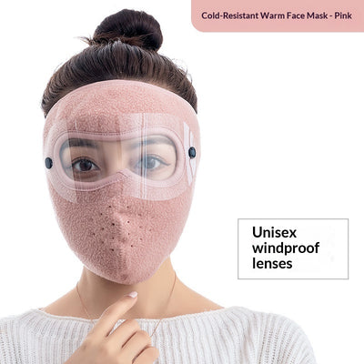Black fleece winter cycling mask with clear windproof goggles, covering face, neck, and ears for cold protection. - Image 7