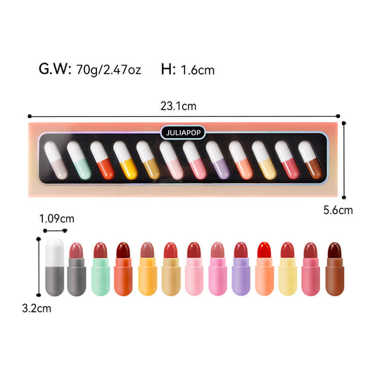 Set de 12 Labiales Mini en Cápsula - Colores Versátiles - Image 2