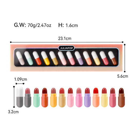 Set de 12 Labiales Mini en Cápsula - Colores Versátiles - Image 2