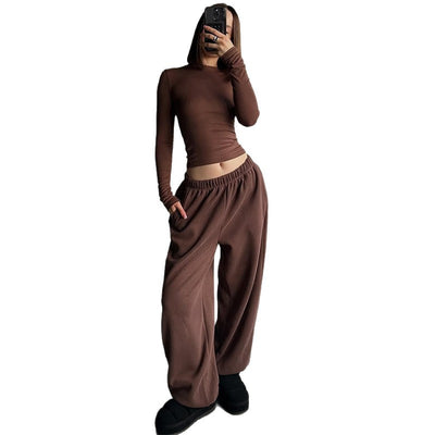 Conjunto Deportivo Mujer: Blusa Manga Larga Ajustada + Pantalón Holgado Cintura Alta - Image 5