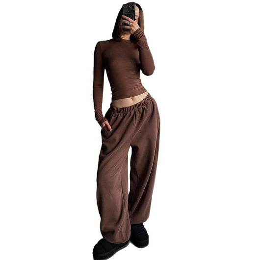 Conjunto Deportivo Mujer: Blusa Manga Larga Ajustada + Pantalón Holgado Cintura Alta - Image 5