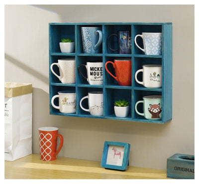 Gabinete Retro de Madera Maciza con 12 Compartimentos para Tazas - Image 11