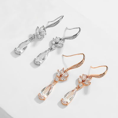 Aretes de Boda Gota de Agua Coreanos Largos