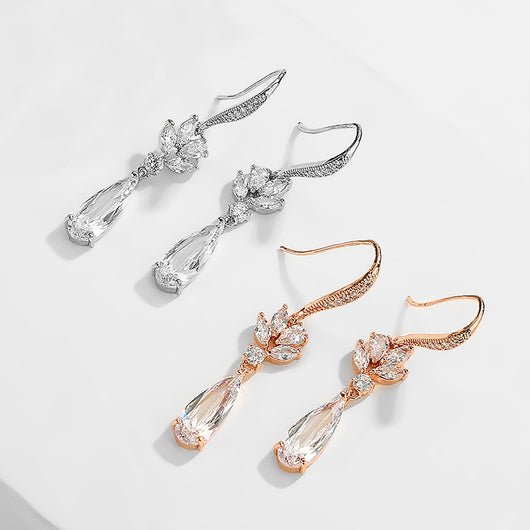 Aretes de Boda Gota de Agua Coreanos Largos