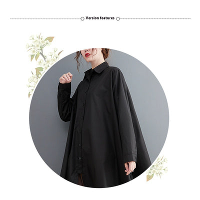 Vestido Camisero Holgado de Doble Capa con Malla Irregular - Image 11