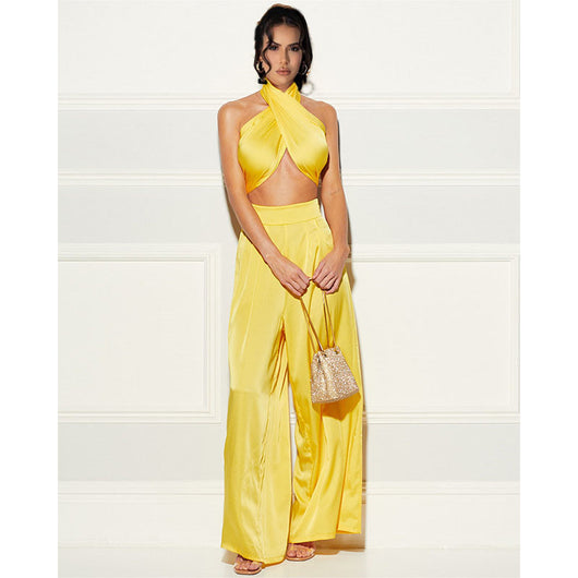 Traje Ejecutivo Mujer con Escote Envolvente y Pantalón Ancho - Image 5