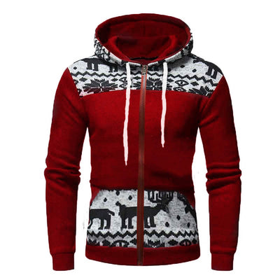 Cardigan Navideño para Hombre con Estampado de Reno, Capucha y Cierre - Image 16