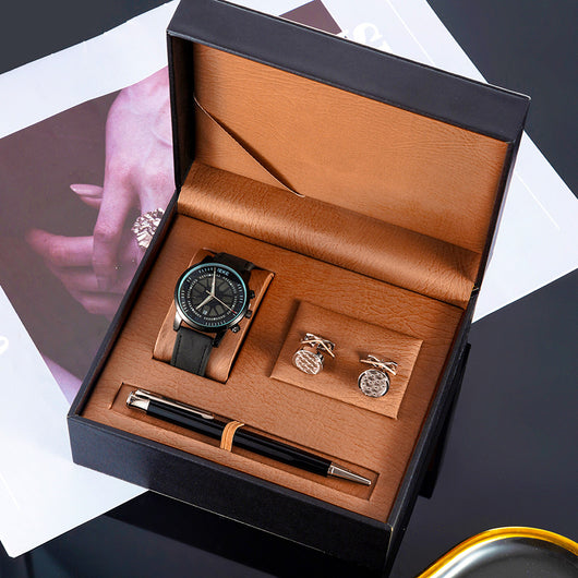 Set de 3 Piezas para Hombre: Reloj Deportivo Retro, Bolígrafo y Gemelos con Calendario - Image 8