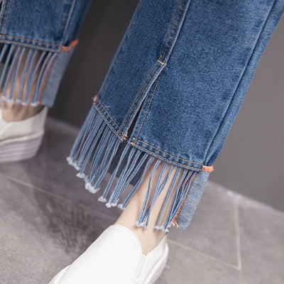 Pantalón Denim Ancho con Flecos - Largo 7/8 - Image 8